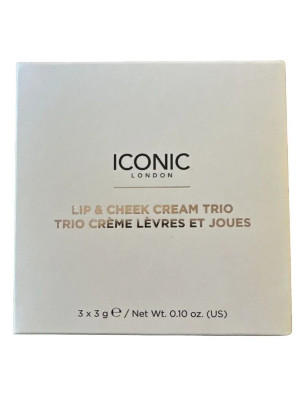 Iconic London Lip and Cheek Cream Trio Palette Mirrored Compact 3 Shades Mirror